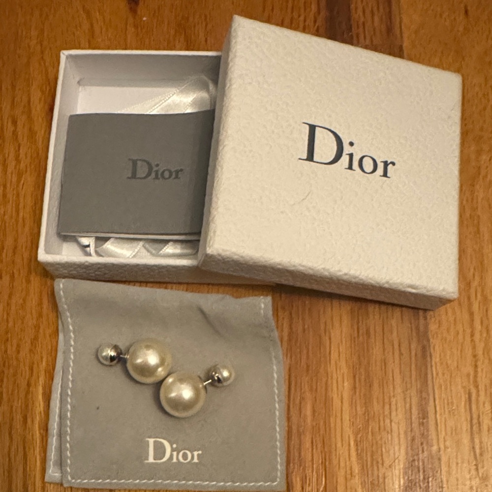 Dior Silver and Pearl Earrings